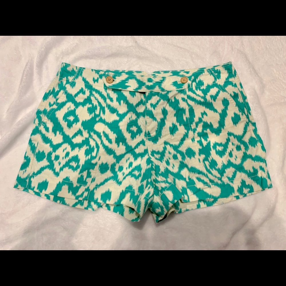 Loft Ikat linen turquoise shorts